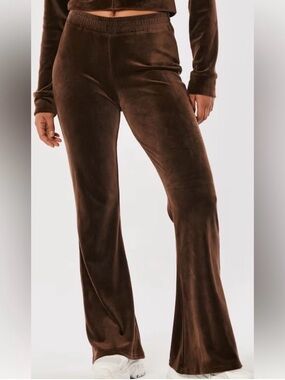 Brown Velour Flare Pants Hollister Ultra High-Rise Lounge Leggings